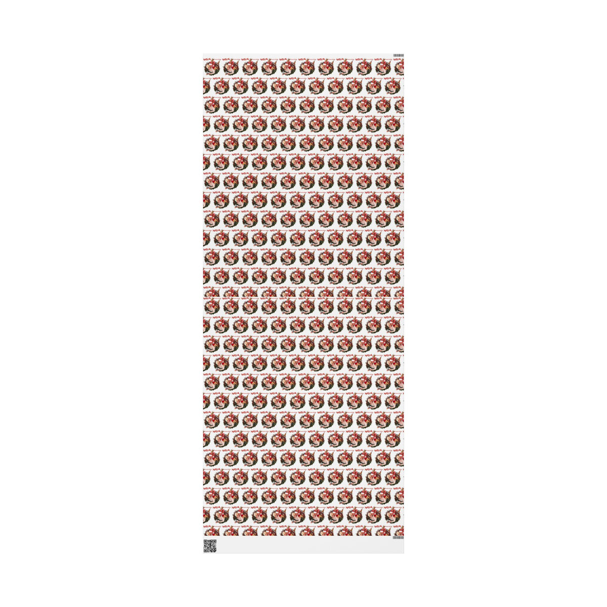 Santa Wreath Pattern Wrapping Paper | Holiday Christmas Gift Wrap Roll
