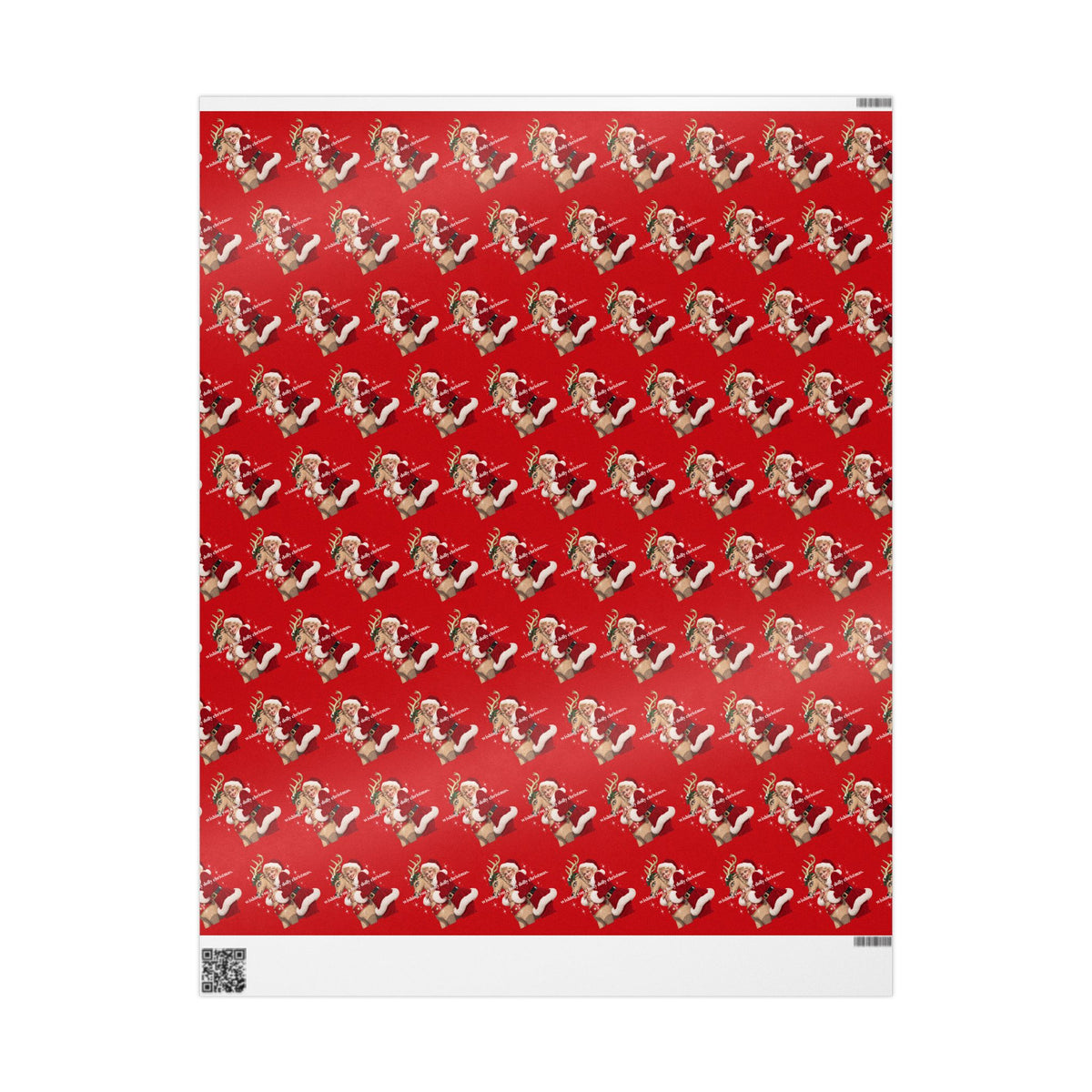 Wishing You A Holly Dolly Christmas Reindeer Wrapping Paper | Red Holiday Christmas Paper