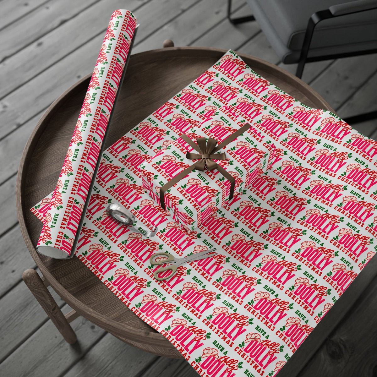 Have A Holly Dolly Christmas Cowgirl Hat Wrapping Paper