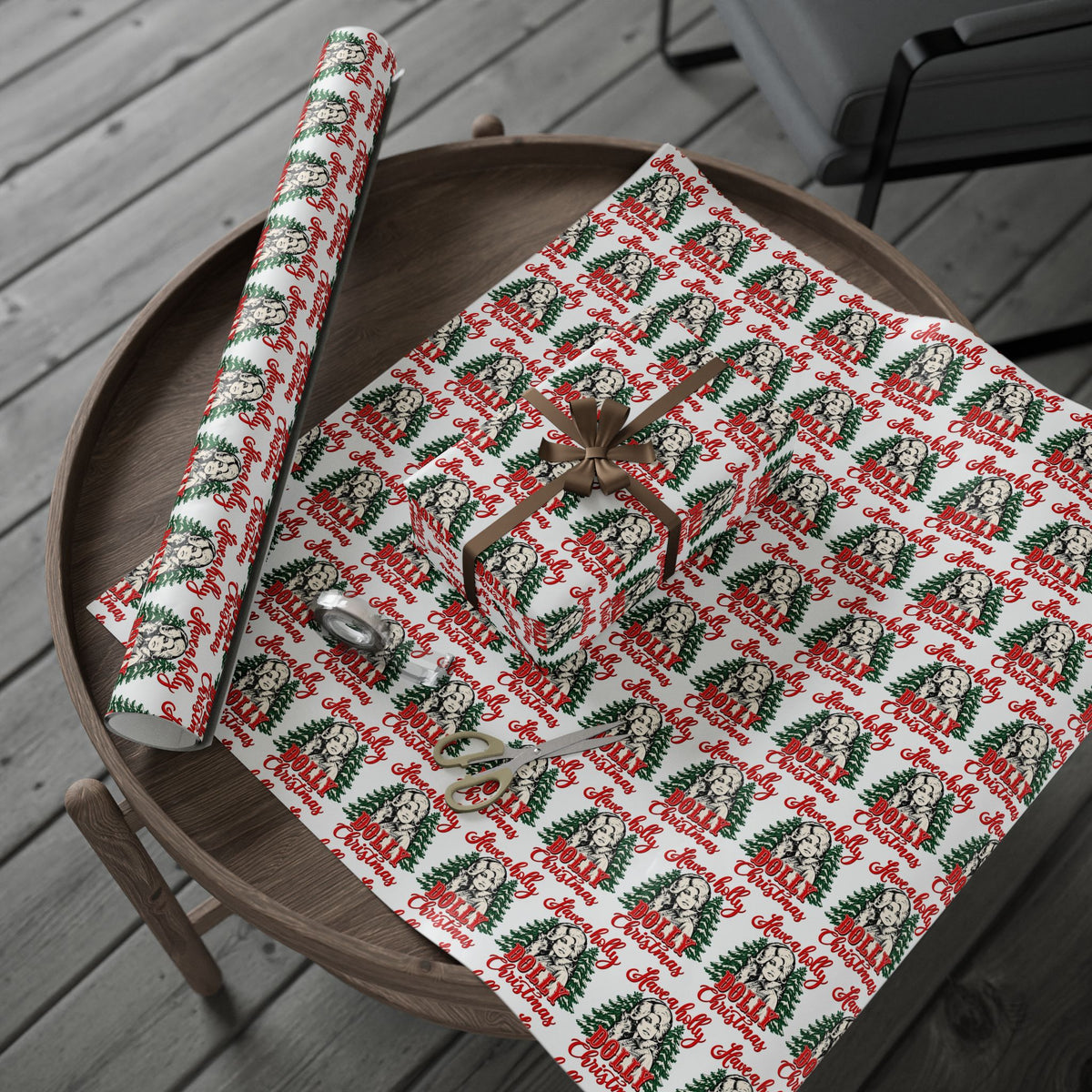 Have A Holly Dolly Christmas Snowy Pines Wrapping Paper