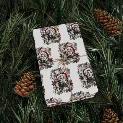 Have A Holly Dolly Christmas Snowy Pines Wrapping Paper