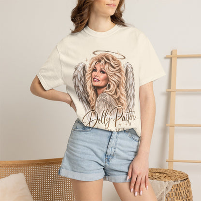 Dolly Parton Angel Memorial T-Shirt, Country Music Legend Tribute Tee, Heavenly Portrait Graphic Shirt, Fan Remembrance Apparel