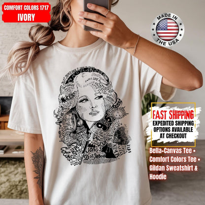 Dolly Parton Butterfly Portrait T-Shirt, Memorial Tribute Tee, Country Music Singer Graphic Shirt, Vintage Fan Apparel