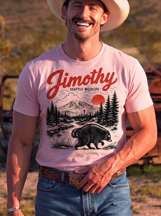 Jimothy Raccoon Graphic T-Shirt, Seattle Wildlife Vintage Tee, Woodland Animal Nature Lover Gift