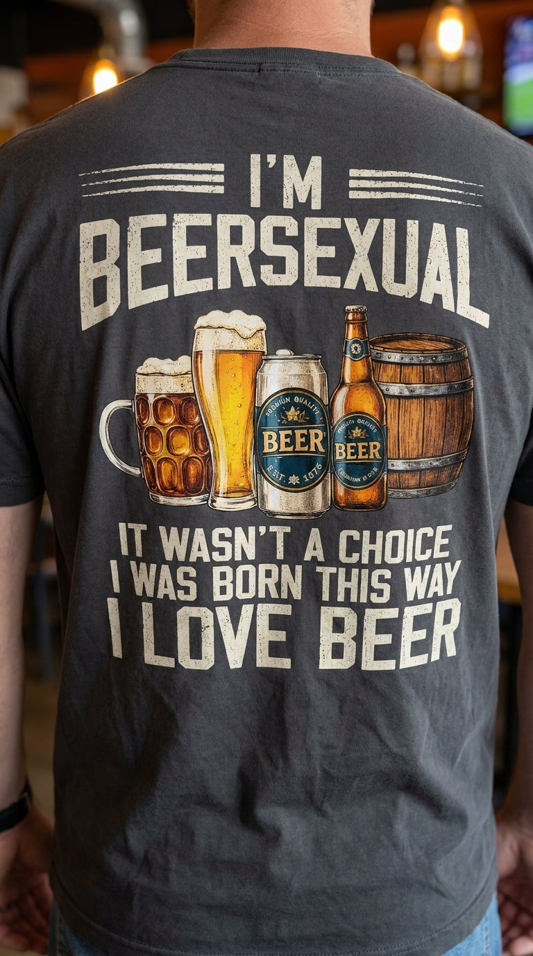 I'm Beersexual T-Shirt, Funny Beer Lover Graphic Tee, Drinking Humor Shirt, Gift for Beer Enthusiasts
