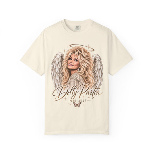 Dolly Parton Angel Memorial T-Shirt, Country Music Legend Tribute Tee, Heavenly Portrait Graphic Shirt, Fan Remembrance Apparel